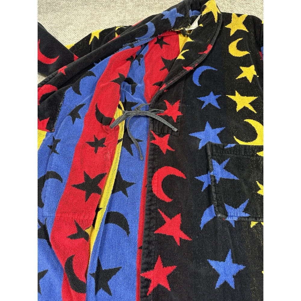 VTG TJ Lawford Robe Stars Large Stars Celestial Cotton Robe Turkish 90s No Belt - Picture 8 of 12